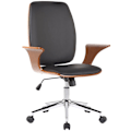 Miniatyrbillede 1 af 4: Klassisk og komfortabel kontorstol med ergonomisk ryg, justerbar højde i sort syntetisk materiale, træ og metal.