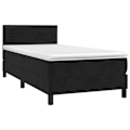 Miniatyrbillede 2 af 6: LED-sengebund med sengegavl og 90x190 cm madras i sort velour TDL0209041 Svart