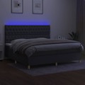 Pikkukuva 3 / 6: LED-sänkykehys, pääty ja patja 200x200 cm tummanharmaata kangasta TDL0208284