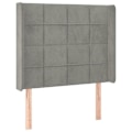 Miniatyrbillede 2 af 5: Hovedgavl - TDL - TDL0201428 - 103 x 16 x 118/128 cm - Lys grå velour - Indbygget LED