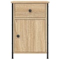 Pikkukuva 2 / 6: Yötaulukko, jossa on laatikko ja ovi-kompartimentti, mitat 40 x 42 x 60 cm, insinööri-puuta tammivärissä ja rautaa. DEC033870 kastanj