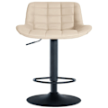Miniatyrbillede 3 af 6: Barstol x1 sort metalkonstruktion sort sæde i creme PVC med stikninger 10_0005444 Grädde