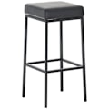 Miniatyrbillede 1 af 4: Barstol - Design - Sort - Syntetisk - Mat sort metal - Komfortabel og elegant Svart