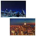 Miniatyrbillede 1 af 5: Sæt med 2 LED lærreder, lysende vægmaleri 40x60 cm med timer, Skyline New York 04_0000456 Guld