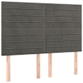 Miniatyrbillede 2 af 4: Hovedgavl til seng med LED-møbel 144 x 5 x 118/128 mørkegrå fløjl