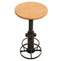 Miniatyrbillede 5 af 6: Justerbar højde bistro barbord med fodstøtte, roterende sæde, industrielt design, træ, diameter 61 cm 04_0008516 kastanj