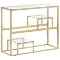 Miniatyrbillede 1 af 6: Konsolbord til entre, stue møbel i rustfrit stål og hærdet glas DEC031982 Guld