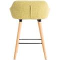 Miniatyrbillede 4 af 6: Bar lounge stool x1 design skandinavisk med sæde i lys grøn stof, ben i træ, fodstøtte i metal 10_0004927 kastanj
