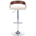 Pikkukuva 3 / 6: 2 kpl retro-design baarijakkaroita kermavärisestä PVC:stä ja kaarevasta puusta DEC029658 kastanj