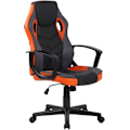 Miniatyrbillede 1 af 3: Gaming kontorstol med hjul i sort og orange syntetisk og mesh.