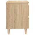 Miniatyrbillede 4 af 5: Sæt af 2 nat borde med to skuffer 40 x 35 x 50 cm i ingeniørtræ farve eg DEC036200 kastanj