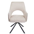 Miniatyrbillede 3 af 6: Spisestue stol, roterende stof/tekstil i creme, trebenet metalramme 04_0006329 Grädde