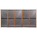Miniatyrbillede 3 af 5: Paravent separator for room partition 5 panels x black 350 x 180 cm textilene black and wood DEC031018 kastanj