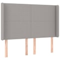Miniatyrbillede 2 af 5: Hovedgærde til seng, soveværelse, LED-møbel 147 x 16 x 118/128, lys grå stof