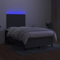 Miniatyrbillede 3 af 6: LED-sengramme med rammeseng, hovedgærde, madras 120x200 cm, mørkegrå stof TDL0208410 Mörkgrå