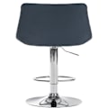 Pikkukuva 6 / 6: Bar stool x1 korkeussäädettävä 360° kääntyvä tummanharmaa kangasistuimella pystysaumalla metallijalka kromin näköinen 10_00 Grå