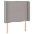 Pikkukuva 2 / 5: Sängyheadboard lisävaruste sänky makuuhuone huonekalu LED 103 x 16 x 118/128 vaaleanharmaa kangas Ljusgrått