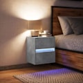 Miniatyrbillede 3 af 6: Væghængt natbord med LED-lys 41 x 31 x 45 cm i grå ingeniørtræ DEC034194 kastanj