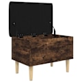 Miniatyrbillede 2 af 6: Bænk med opbevaring og sort siddepolster 62 x 42 x 46 cm i ingeniørtræ i farve røget eg DEC024723 kastanj