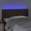 Miniatyrbillede 3 af 5: Senggavl tilbehør seng soveværelse møbel med LED 103 x 16 x 78/88 mørkebrun stof Mörkbrun