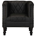 Miniatyrbillede 2 af 6: Moderne design loungestol med komfortabel sæde i ægte sort gedeskind DEC026466 Svart