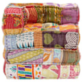 Miniatyrbillede 3 af 4: Coussin til gulv pouf moduleret chaiselong i patchwork stof 70x70x69 cm DEC021293