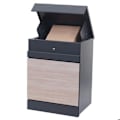 Miniatyrbild 2 av 6: Väggmonterad paketlåda med fack för paket, brevlåda i galvaniserat metall med trälook i antracit 04_0005919 kastanj