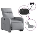 Miniatyrbillede 5 af 6: Fauteuil relax TV med elektrisk løftefunktion, meget komfortabel i lyst grå stof DEC028322 Grå
