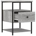 Pikkukuva 3 / 6: 2 kpl yöpöytiä laatikolla ja hyllyllä 40 x 42 x 56cm harmaa tekninen puu ja rauta DEC035732 kastanj