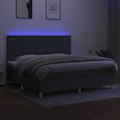 Miniatyrbillede 3 af 6: LED-sengegalge med madras 200x200 cm, hovedgærde, mørkegrå stof TDL0208285 Mörkgrå