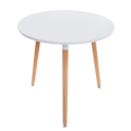 Pikkukuva 1 / 4: Apupöytä - Décoshop26 - TAB10010 - Pyöreä - Vaalea puu - Ø80 cm - Mattavalkoinen Matt vit