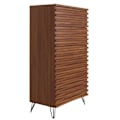 Miniatyrbillede 6 af 6: Kommode højt design 3d 5 skuffer i massivt mangotræ og metal 145x80x44 cm valnøddesign 04_0006527 kastanj