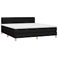 Miniatyrbillede 2 af 6: LED-sengehoved med bund, madrasse 180x200 cm, sort stof TDL0209162 Svart