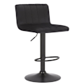 Miniatyrbillede 1 af 6: Barstol x1 drejbar med justerbar højde, sæde i quiltet sort velour og sort metal 10_0004998 Metall