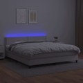 Miniatyrbillede 3 af 6: LED-sengekorpus med silke hovedgærde madras 180 ved 200 syntetisk hvid Vit