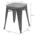 Miniatyrbillede 5 af 5: Lav højt stol med træ sæde industrielt design stapelbar i sort metal 04_0005325 kastanj