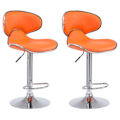 Miniatyrbild 1 av 4: Barstol - Décoshop26 - TDB10129 - Set med 2 - Höjdjusterbar - Orange konstläder Metall