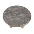 Pikkukuva 4 / 6: Pöytä "table basse" puusta ja HPL, halkaisija 80 cm, marmorilaatta/kivi, vaalea kehys 04_0008463 kastanj