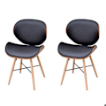 Miniatyrbillede 1 af 4: Sæt med 2 spisestole til køkkenet i retro design af syntetisk materiale og buet træ