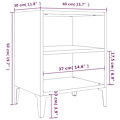 Pikkukuva 5 / 5: 2 kpl yöpöytiä hyllyllä ja halkioilla 40 x 30 x 50cm valkoista puuta ja metallia DEC036189 Vit