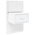 Miniatyrbillede 2 af 6: Væghængt natbord med LED-lys og skuffe 48,5 x 32,5 x 80 cm i hvidt ingeniørtræ DEC034162 Vit