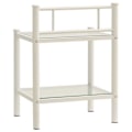 Pikkukuva 5 / 6: 2 kpl yöpöytiä hyllyllä 45 x 34,5 x 60,5 cm valkoista metallia ja lasia DEC035049 Vit