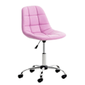 Miniatyrbillede 1 af 6: Rosa PVC og krom metal justerbar højde kontorstol taburet med hjul 10_0002491 Metall