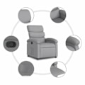 Miniatyrbillede 6 af 6: Fauteuil relax TV med komfortabel polstring, manuel vippefunktion i lysegråt stof DEC027893 Grå
