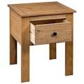Miniatyrbillede 5 af 6: Natsbord med skuffe 46 x 40 x 57 cm massiv fyrretræ DEC033023 kastanj