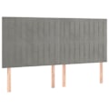 Miniatyrbillede 1 af 4: Hovedgærde - Ikke specificeret - 100x5x78/88 cm - Lys grå velour - Klassisk stil - 4 dele Ljusgrått