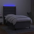 Miniatyrbillede 3 af 6: Sengramme - LED - 90x190 cm - Mørkegrå stof - 1 plads - Moderne design Mörkgrå