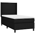 Miniatyrbillede 2 af 6: LED sengramme med hovedgærde madras 80x200cm sort stof TDL0209099