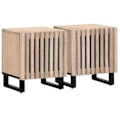 Pikkukuva 1 / 6: 2 kpl yöpöytiä ovikompartimentilla 40 x 34 x 46 cm valkaistu mango-puu ja teräs DEC034797 Vit