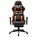 Miniatyrbillede 2 af 6: Kontorstol gaming med hjul og fodstøtte i sort og orange PVC DEC025783 Svart
